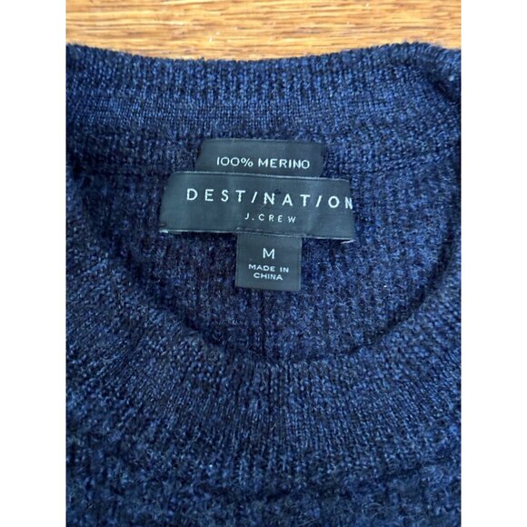 J. Crew Womens Destination Merino Wool Crewneck Sweater Sz Medium Blue Knit - Picture 5 of 7